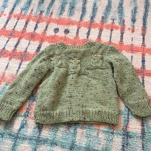 Specialty hand knit sweater with Owls